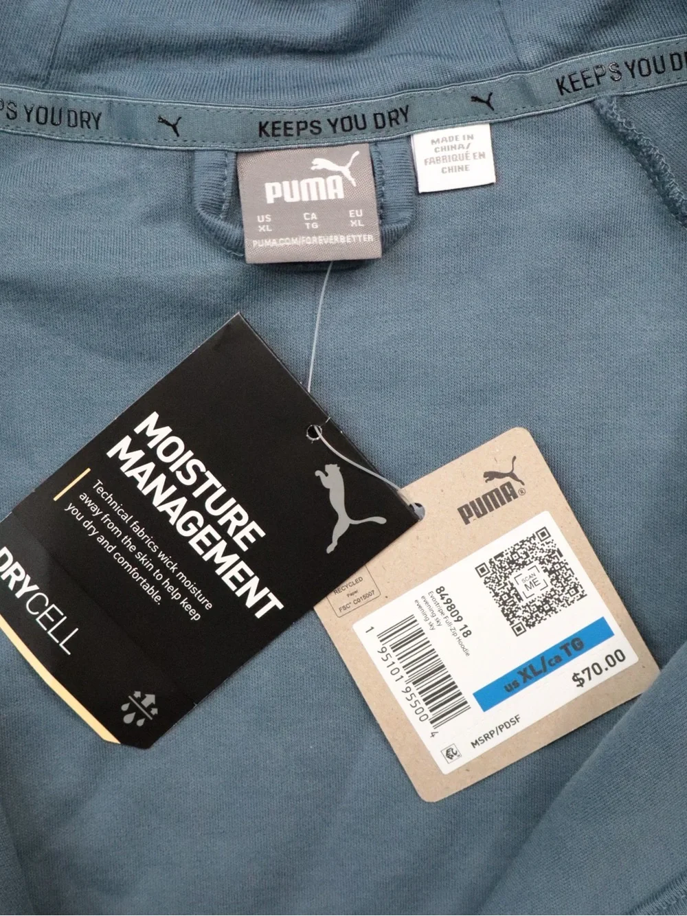PUMA Evostripe Full-Zip Hoodie Men's XL Blue/Gray DryCell Moisture Management